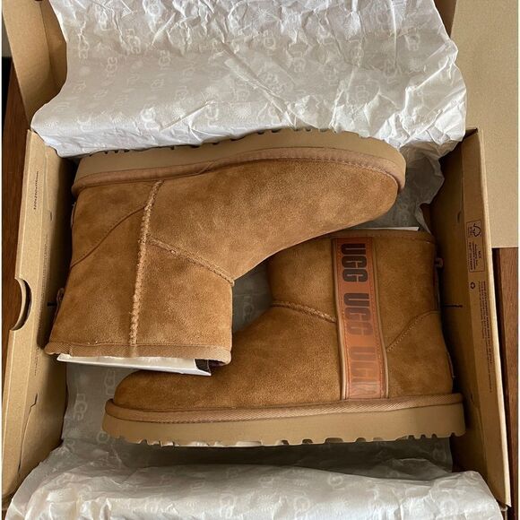 UGG Classic Mini Side Logo II Chestnut Women Size 7 - Picture 15 of 15